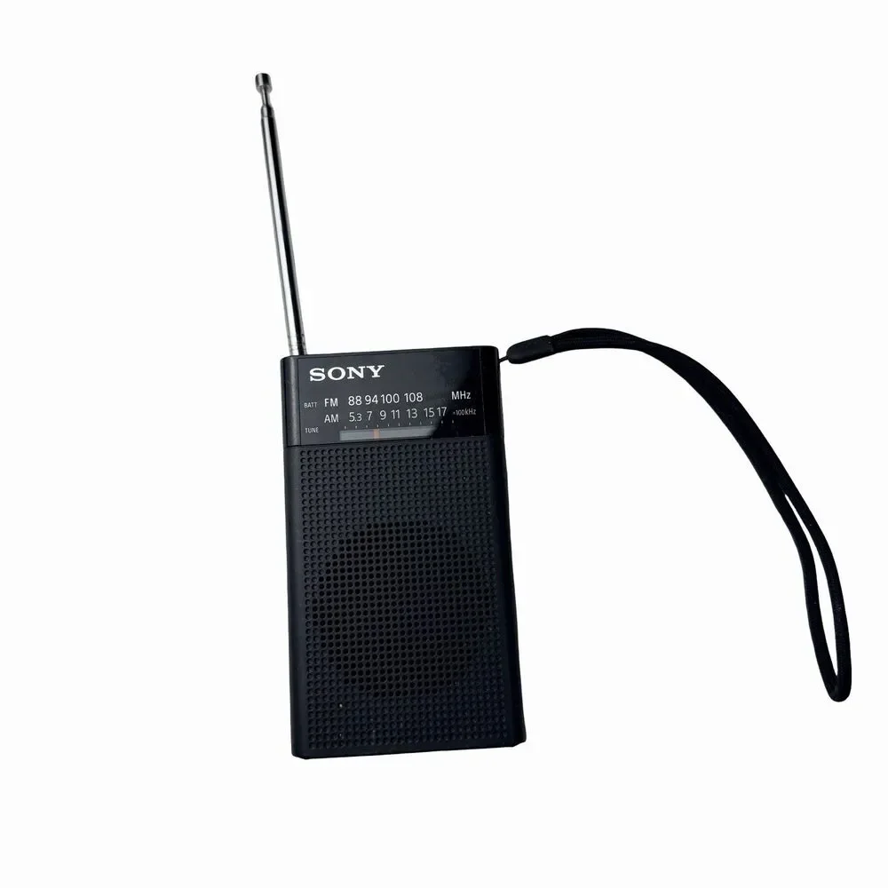 Vintage Working Sony Portable Pocket Radio/ AM-FM/ Full Antenna Black 4.5